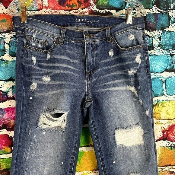 Soho New York Distressed Wash Skinny Denim Boyfriend Jeans Size 6 - Picture 3 of 8